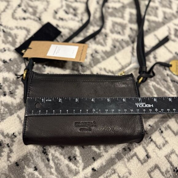 MARGOT Black Genuine Leather Crossbody shoulder Bag Aiden Wallet On String NWT - Picture 6 of 11